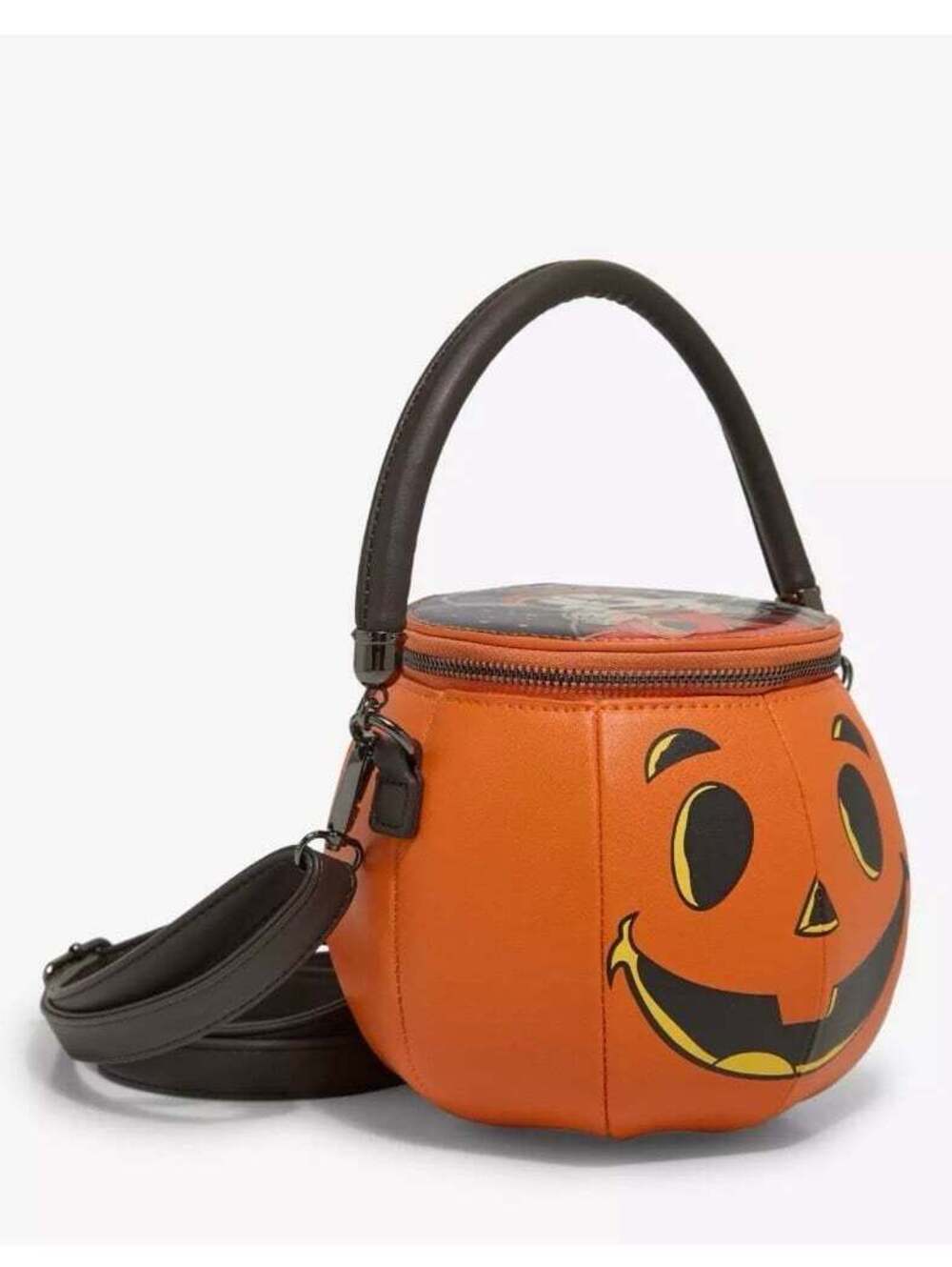 Loungefly Disney Mickey & Minnie Lenticular Figural Pumpkin Crossbody Bag - Picture 2 of 6